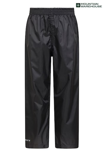 Mountain Warehouse Black Kids Pakka Waterproof Over Trousers Relaxed (B26187) | £23