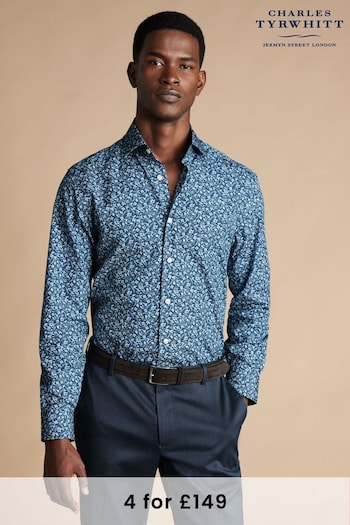 Charles Tyrwhitt Blue Classic Fit Liberty Fabric Floral Print Shirt (B26237) | £80