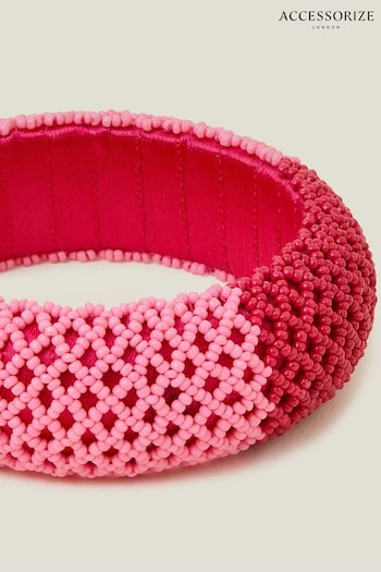 Accessorize Pink Weave Seed Bead Bangle (B26301) | £14