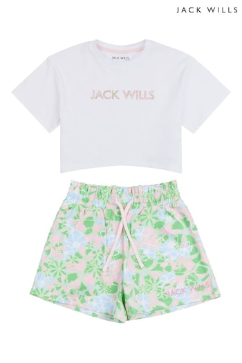 Jack Wills sleeve Floral T-Shirt And Shorts Set (B26499) | £40 - £48