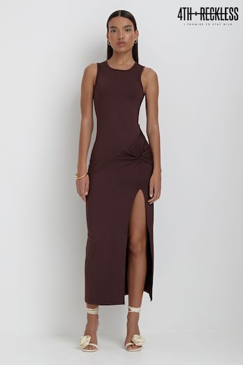 4th & Reckless Brown Lorena Jersey Knotted Maxi Dress (B26522) | £45