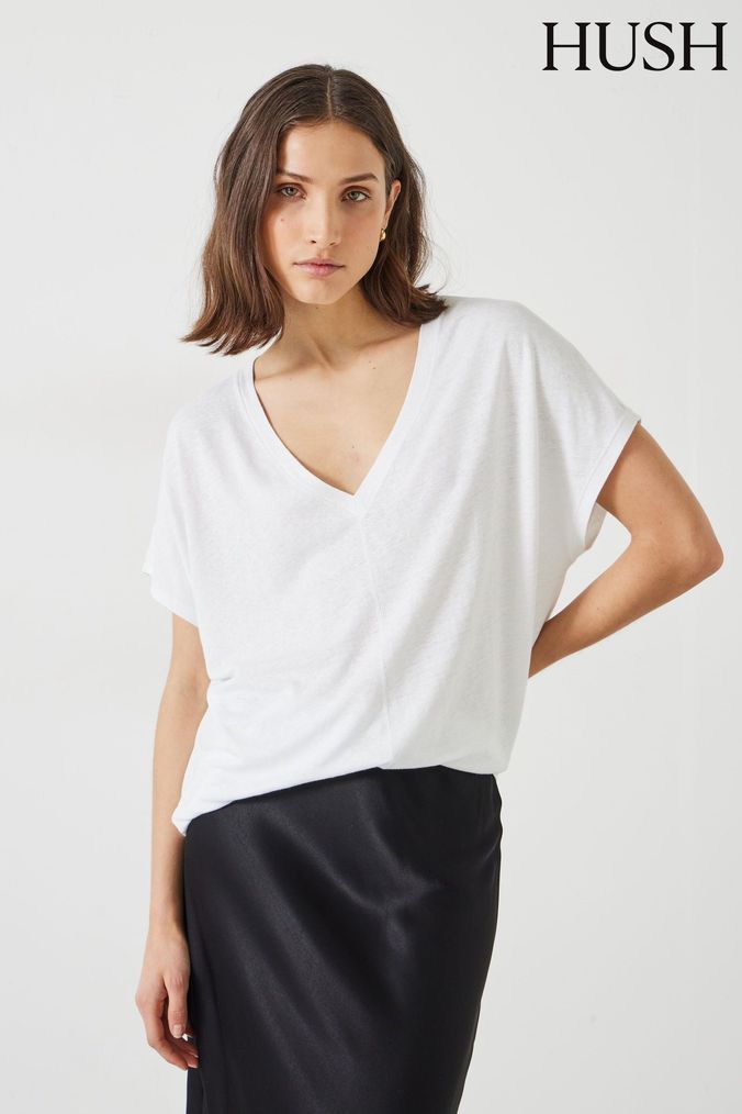 Buy Women s T Shirts Short Sleeve Linen Tops Online Next UK