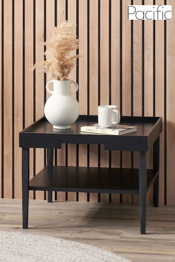 Pacific Black Marnie Wood Coffee Table with Shelf (B26782) | £249.99