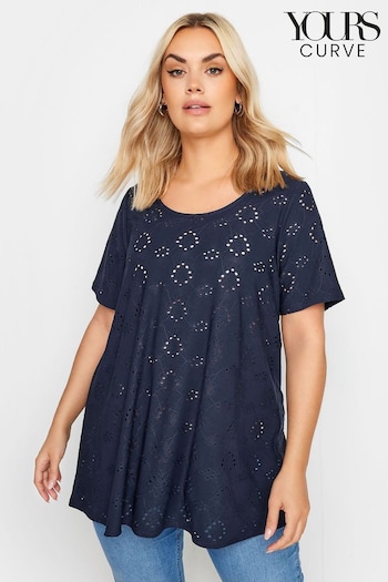 Yours Curve Blue Broderie Anglaise Blouses (B26800) | £20