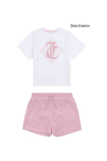 Juicy Couture Rayures Diamond T-Shirt & Shorts Set (B26865) | £60 - £72