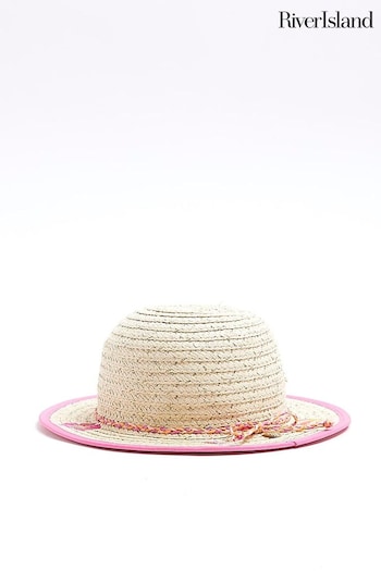 River Island Brown Girls Shell Embroidered Straw Hat (B26892) | £12
