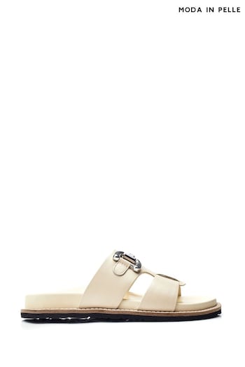 Moda in Pelle Olette Snaffle Trim H Band Footbed White Sandals (B26905) | £89