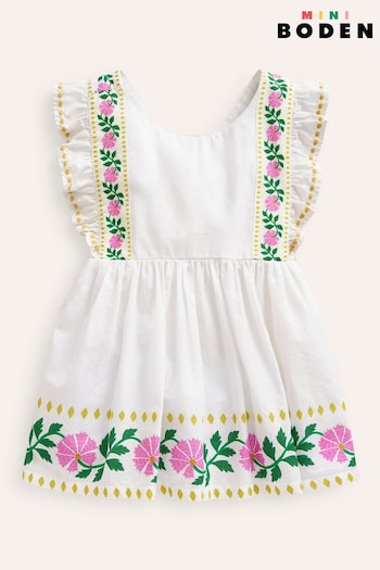 Boden Natural Embroidered Bow Back Dress (B26951) | £25 - £29