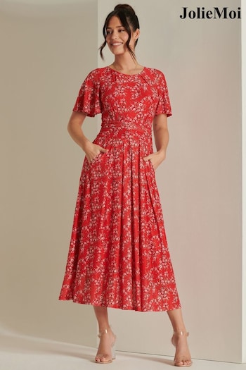 Jolie Moi Red Rexina Maxi Mesh Dress (B26976) | £79