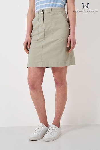 Crew Clothing Company Natural Stone Plain Cotton Fitted Structured Skirt (B26979) | £49