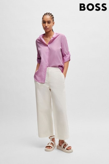 BOSS Purple Regular-Fit Blouse in Cotton-Blend Chambray (B27020) | £99