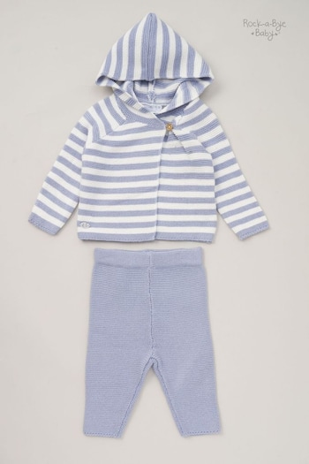 Rock-A-Bye Therma Boutique Blue Knit Cardigan and Trousers Outfit Set (B27184) | £28