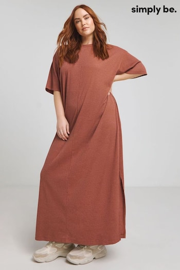 Simply Be Pink Soft Rib Maxi T-Shirt Dress (B27341) | £26