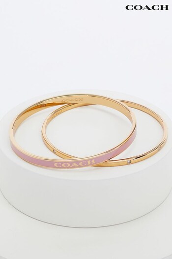COACH Mindel Gold Tone Signature Bangle Bracelet Set (B27366) | £95