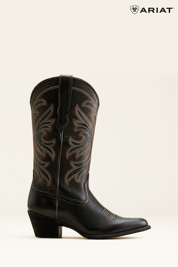 Ariat Heritage J Toe Stretchfit Western Black Boots Adler-Logo (B27584) | £180