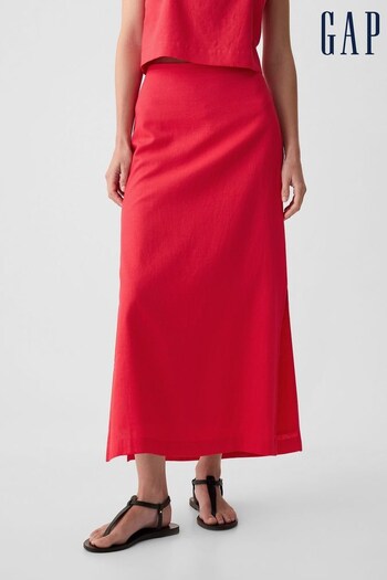 Gap Red Linen Blend Maxi Skirt (B27621) | £40