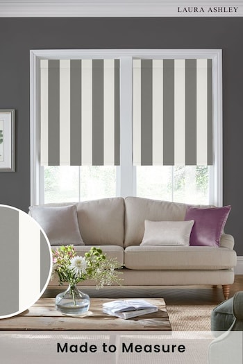 Laura Ashley Steel Grey Lille Stripe Made to Measure Roller Blind (B27700) | £58