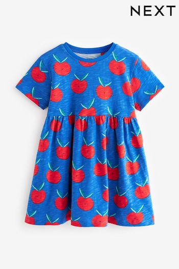 Blue/Red Short Sleeve Jersey Dress (3mths-7yrs) (B27715) | £6 - £8
