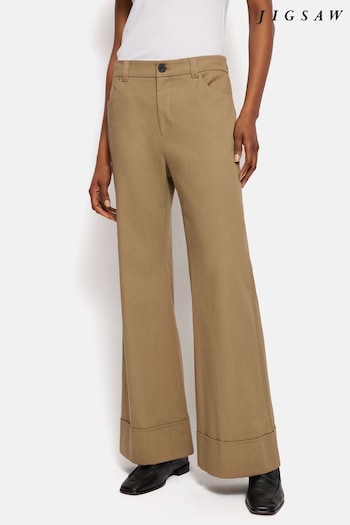 Jigsaw Camel Turn Up Cotton Drill Trousers (B27783) | £140