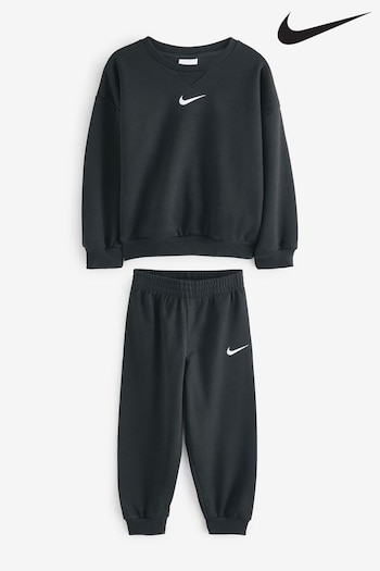 Nike Black Little Kids Essential Marl Crew Tracksuit Set (B27894) | £42