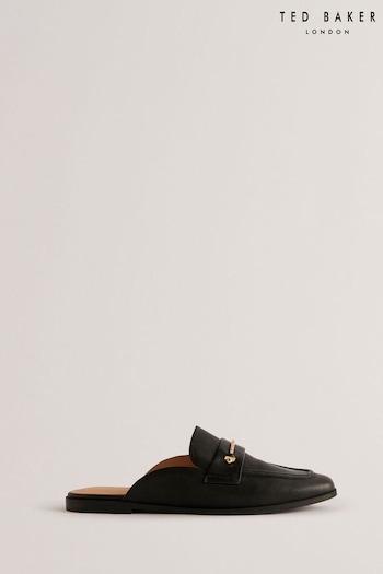 Ted Baker Zzola Flat Mules Black Loafers With Signature Bar (B27920) | £110