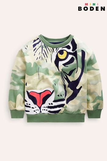 Boden Green Camo Tiger Sweatshirt (B27977) | £27 - £32