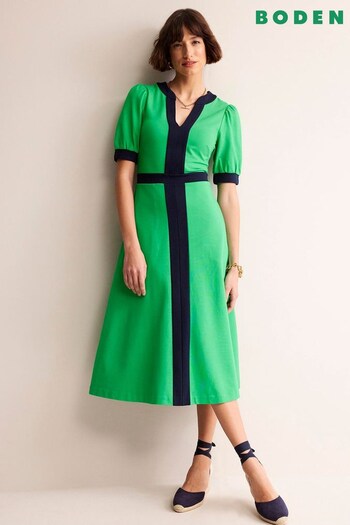 Boden Green Petite Petra Puff Sleeve Ponte Dress (B28002) | £110