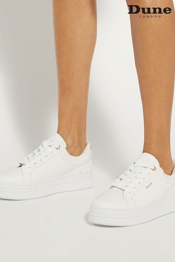 Dune London Eastern Branded Chunky Cup Sole White Trainers (B28039) | £85