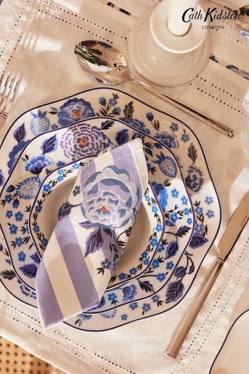 Cath Kidston Blue Strawberry Garden Set of 4 Dinner Plates (B28073) | £56