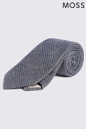 MOSS Blue Textured Prince of Wales Check Tie (B28097) | £30