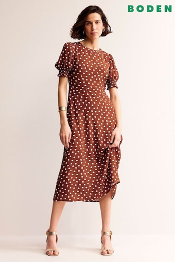 Boden Brown Corinne Midi Tea Dress (B28105) | £98
