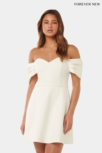 Forever New White Mini Sylvia Off Shoulder Dress (B28159) | £110