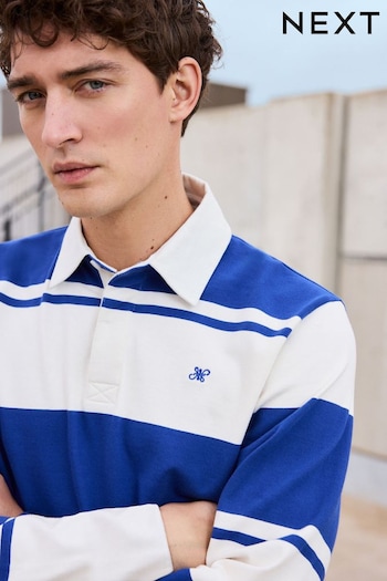 Blue/White Long Sleeve Rugby Shirt (B28191) | £30