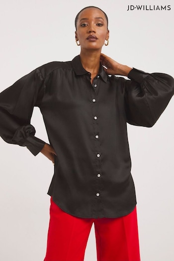 JD Williams Black Satin Shirt (B28320) | £28