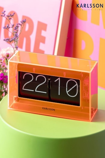 Karlsson Neon Orange Boxed Flip Table Clock (B28333) | £141