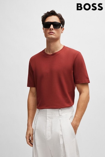 BOSS Red Cotton-Blend T-Shirt With Bubble-Jacquard Structure (B28364) | £79