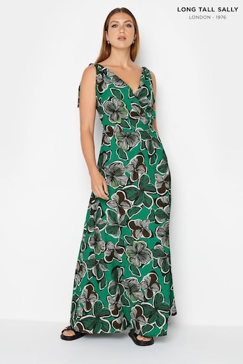 Long Tall Sally Green Tropical Tie Shoulder Maxi Dress (B28490) | £45