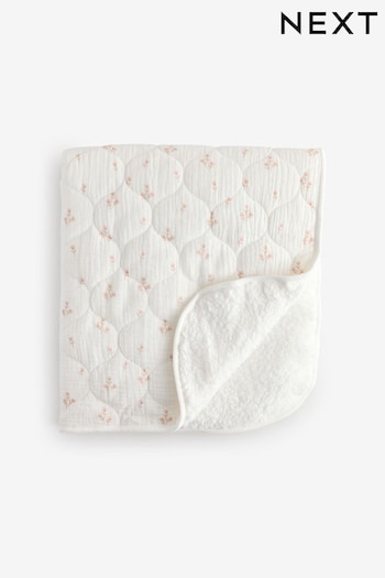 Delicate Floral Muslin Baby Fleece Blanket (B28499) | £16