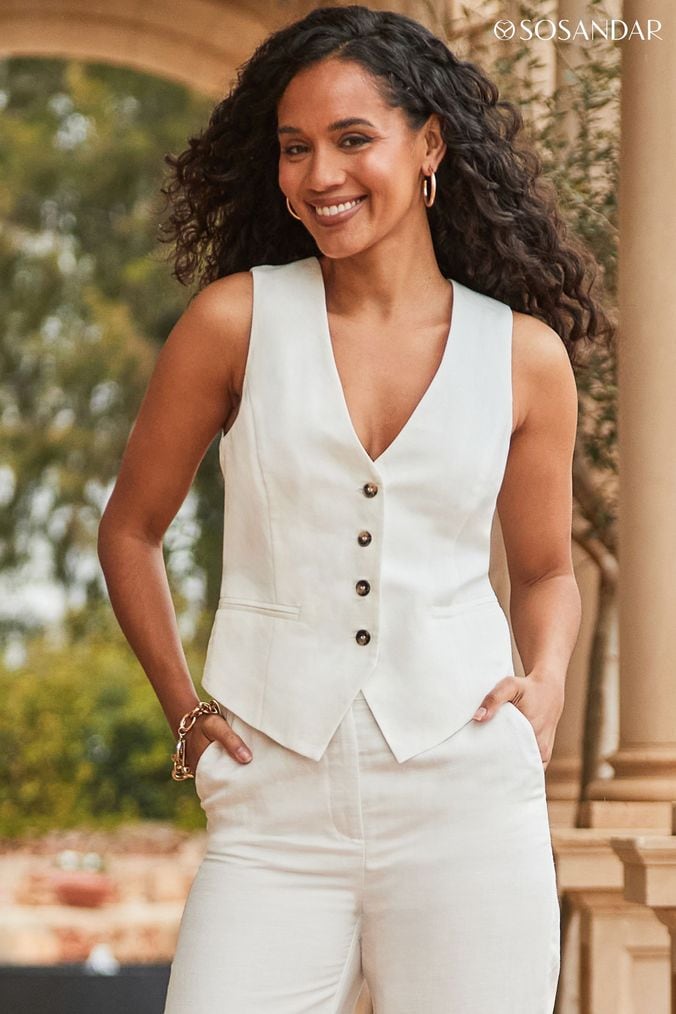 Ladies white waistcoat discount