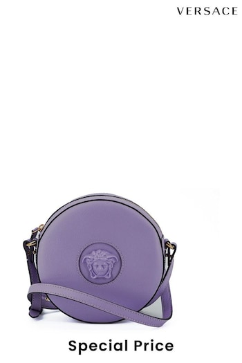Versace Purple Calf Leather Round Disco Shoulder Bag (B28600) | £1,005