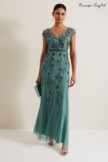 Phase Eight Green Evonne Beaded Maxi Dress (B28649) | £349