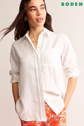 Boden White Petite Connie Linen Shirt (B28653) | £75