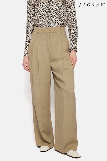 Jigsaw Cream Kemp Italian Linen Trousers (B28775) | £230