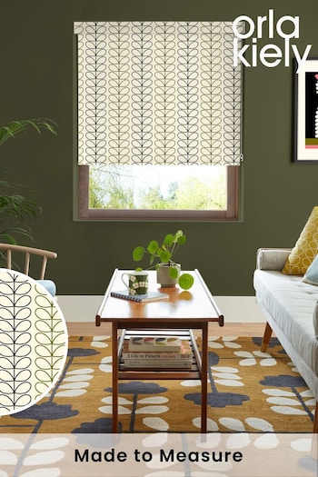Orla Kiely Black and Olive Green Linear Stem Made to Measure Roller Blinds (B28788) | £58