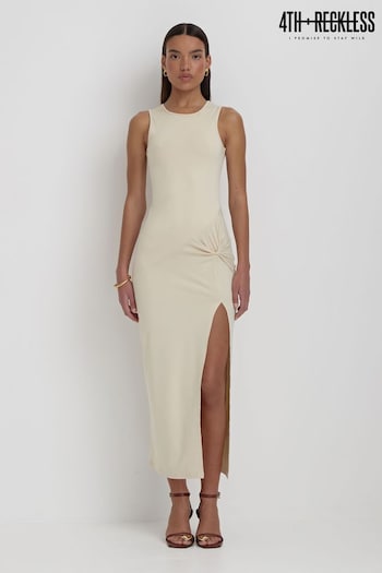 4th & Reckless Cream Lorena Jersey Knotted Maxi Dress (B28884) | £45