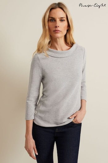 Phase Eight Grey Remy Textured Cowl Neck Top (B29097) | £59