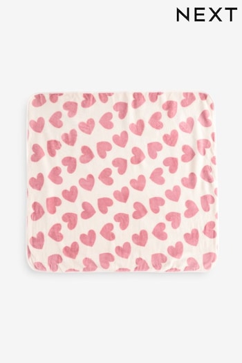 Pink Heart Fleece Baby Blanket (B29170) | £14