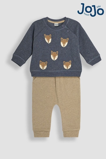 JoJo Maman Bébé Denim Baby Fox Sweatshirt And Joggers Set (B29236) | £28