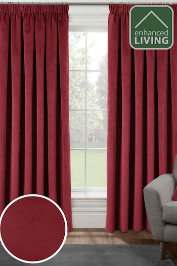 Enhanced Living Red Thermal Blackout Oxford Readymade Curtains (B29246) | £69 - £124