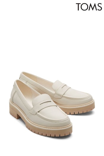 Toms Cara White Loafers (B29305) | £100